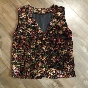 90s Floral Velvet Vest – Rich Tapestry Feel